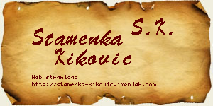 Stamenka Kiković vizit kartica